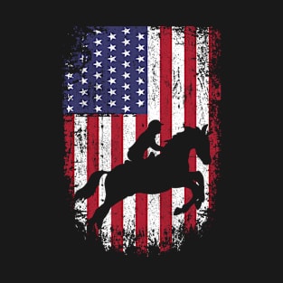 Equestrian American Flag Patriot Graphic USA Patriotic Equestrian T-Shirt