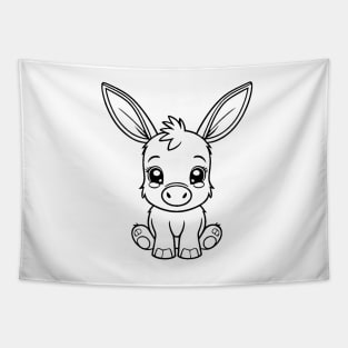 Cute Baby Donkey Animal Outline Tapestry