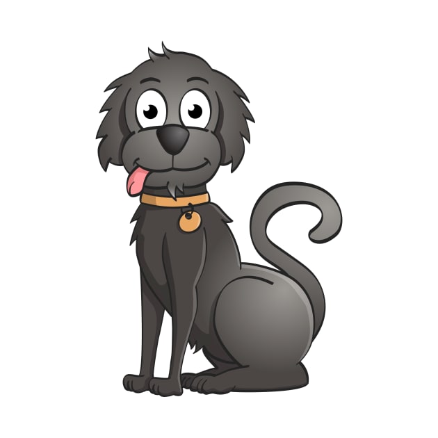 Cartoon style Illustration of a funny black dog. by Stefs-Red-Shop