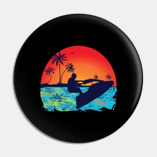 Jet Ski Sunset Palm Design Pin