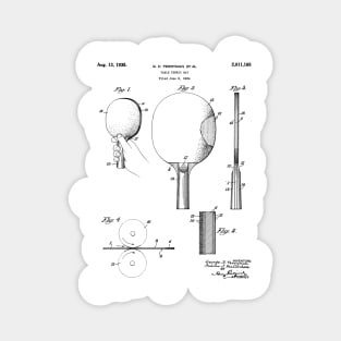 Table Tennis Patent - Tennis Paddle Art - Black And White Magnet