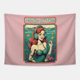 Mermaid with  headphones Tapestry