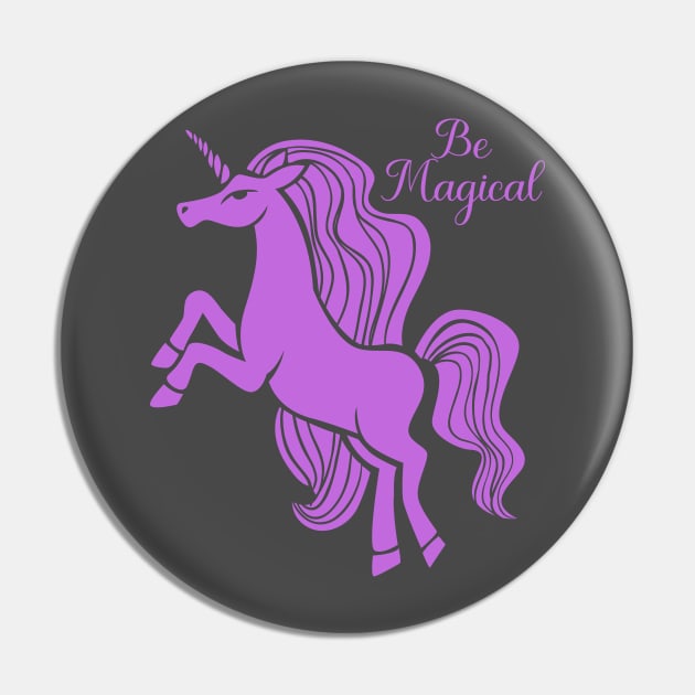 Cute Purple Unicorn Silhouette - Be Magical Pin by Animal Specials