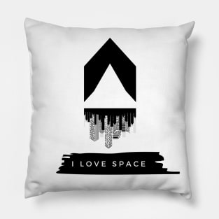 I LOVE SPACE- T-Shirt with a spaceship taking  the city to another level(Space). Pillow