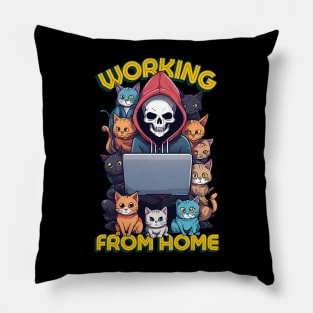 Death's Purrfect Work-Life Balance Pillow