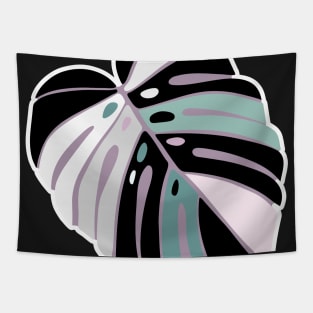 Monstera Leaf - Purple Green Black White Tapestry