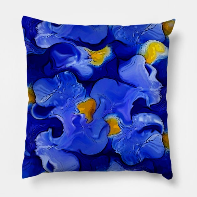 blue flowers abstract Pillow by KMdesign