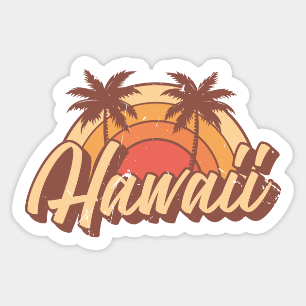 Hawaii Vintage Summer Vacation Design - Hawaii - Sticker