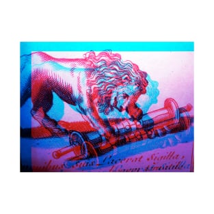 Lion with scroll antique engraving glitch ver. T-Shirt