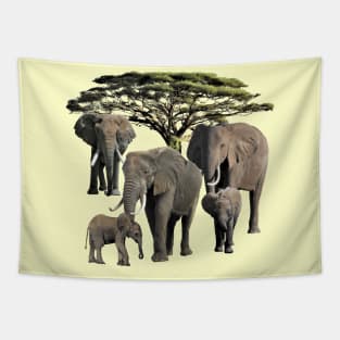 Elephant Mamas with Babies in Africa Tapestry