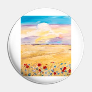 Poppies and Cornflowers Near a Wheat Field Pin