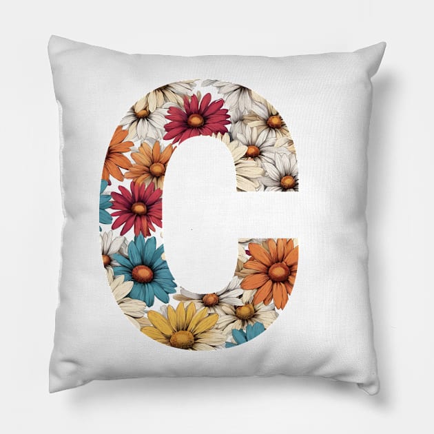 Letter C with a flower pattern Pillow by Studio468