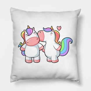 Kawaii unicorn in love Pillow