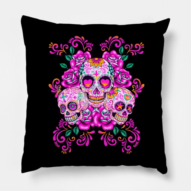 Sugar Skulls Pillow by BethLeo