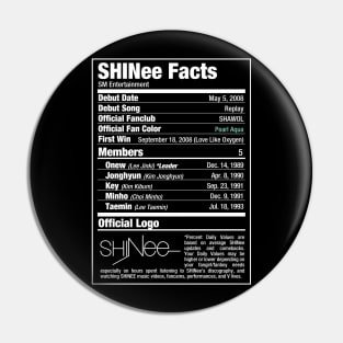 SHINee Nutritional Facts 2 Pin