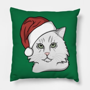 Merry White Cat-Mas! Pillow