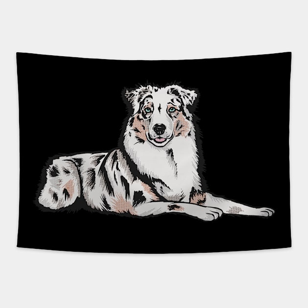 Australian Shepherd Laying Down Tapestry by MimicGaming