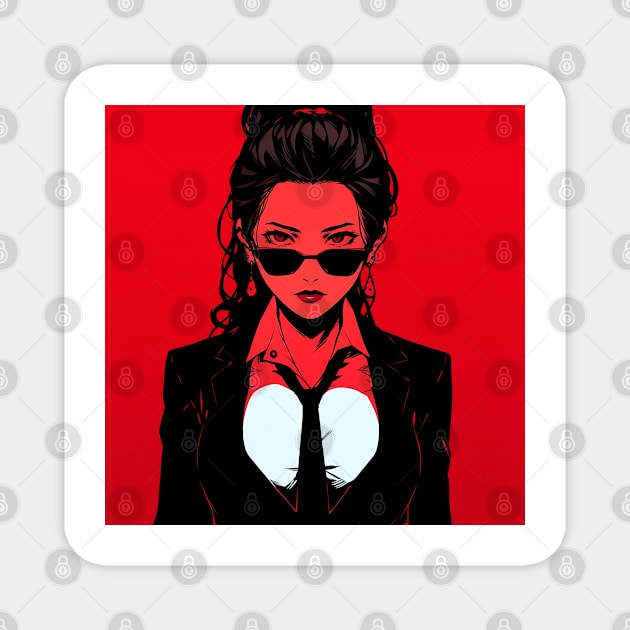 Beautiful lady hitman anime Magnet by WabiSabi Wonders