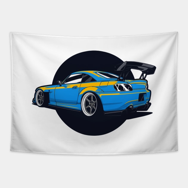 Blue Honda S2000 JDM Tuned Tapestry by KaroCars