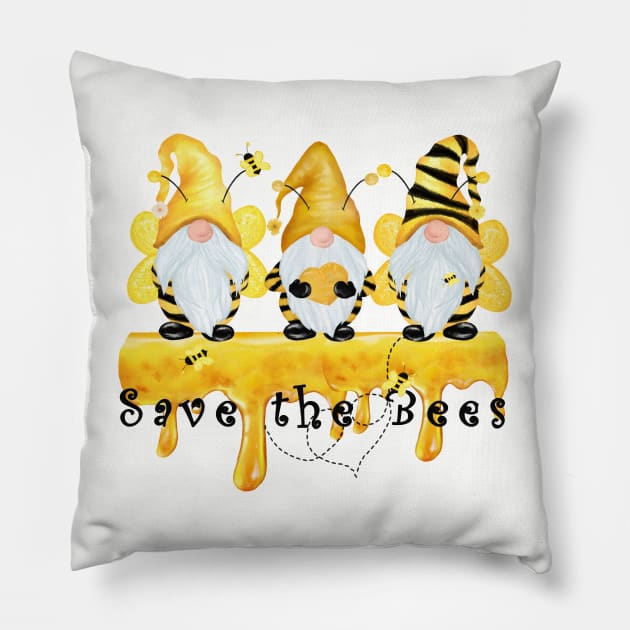 Save The Bees Gnomes Pillow by Imp's Dog House