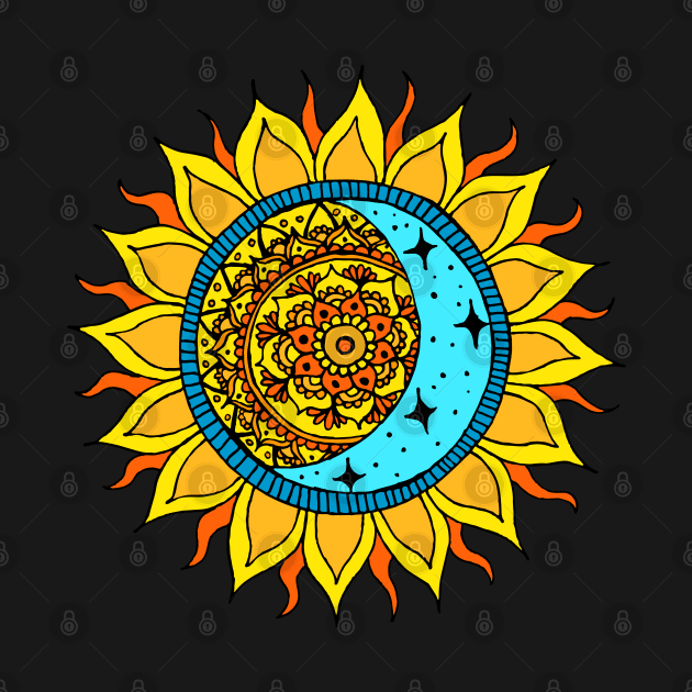 Sun and Moon Mandala by julieerindesigns
