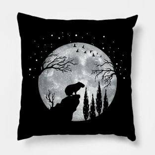 Capybara Slhouette Night Sky Pillow