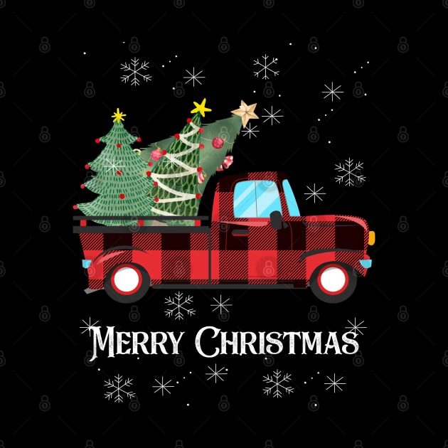 Merry Christmas Buffalo Truck Tree Red Plaid For Men Women by Johner_Clerk_Design