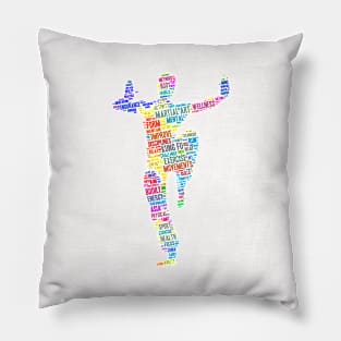 Kung Fu Martial Art Silhouette Shape Text Word Cloud Pillow