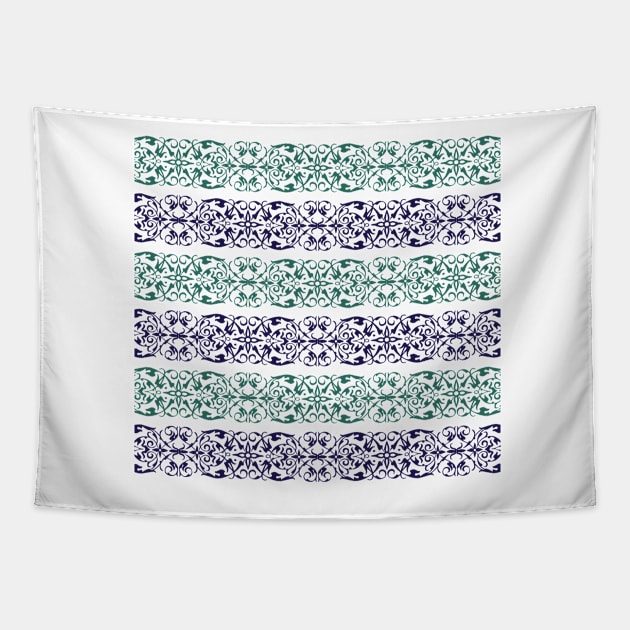 Blue ornamented pattern in stripes Tapestry by SamridhiVerma18