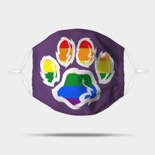 Fursuit Mask - LGBT Ally Pride Paw Print by Surfer Dave Designs