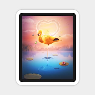 Fantasy Golden Flamingo Magnet