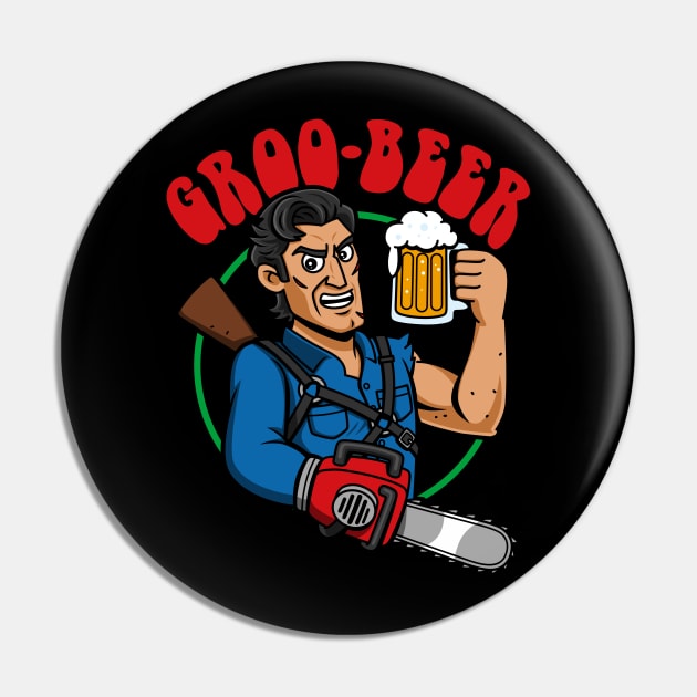 Grobeer Funny Beer Drinking Horror Movie Groovy Hero Pin by BoggsNicolas