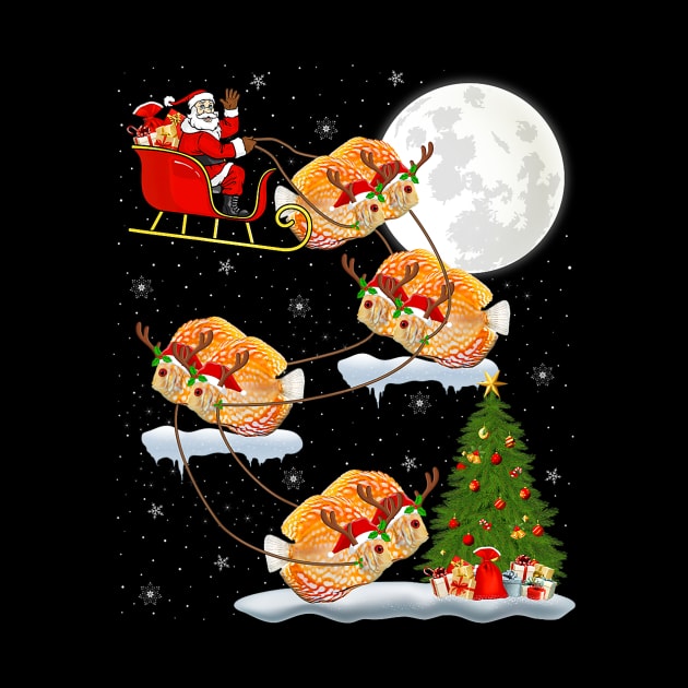 Funny Xmas Lighting Tree Santa Riding Discus Fish Christmas by kasperek