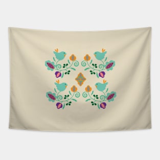 Cute Birds on Branches Pattern Tapestry