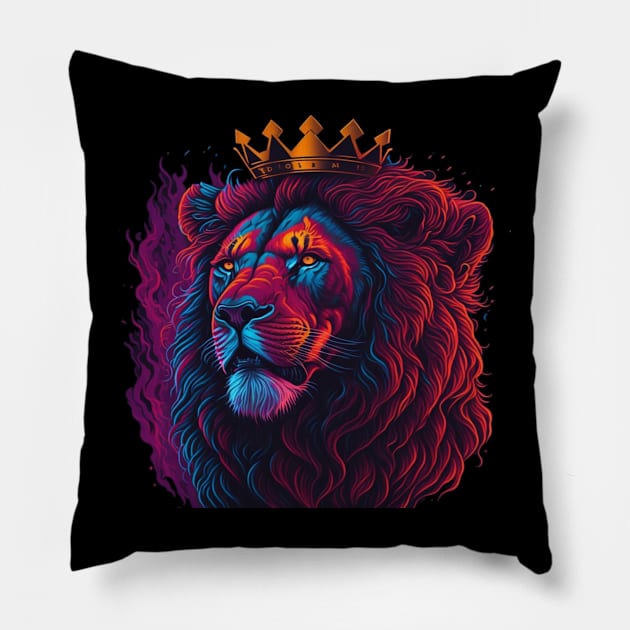 Lion face art Pillow by sukhendu.12