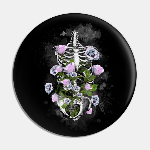 Rib Cage Floral 15 Pin by Collagedream