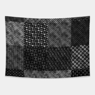 Large Silver and Black Vintage Art Deco Quilt Pattern Tapestry