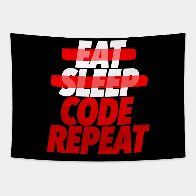 Eat Sleep Code Repeat - Computer Programmer CLI Tapestry by DankFutura