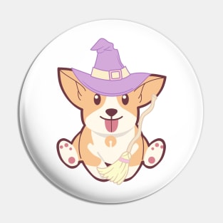 Adorable Witch Dog Halloween Design Pin