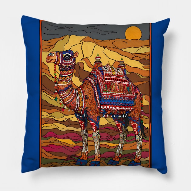 Beautiful decorated rajasthani cultural camel Pillow by Spaceboyishere