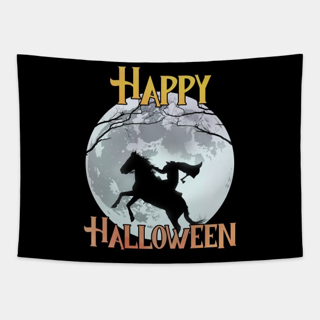 Happy Halloween - The Headless Horseman Tapestry by Moon Lit Fox