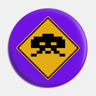 Invader 02 Silhouette Road Sign Pin