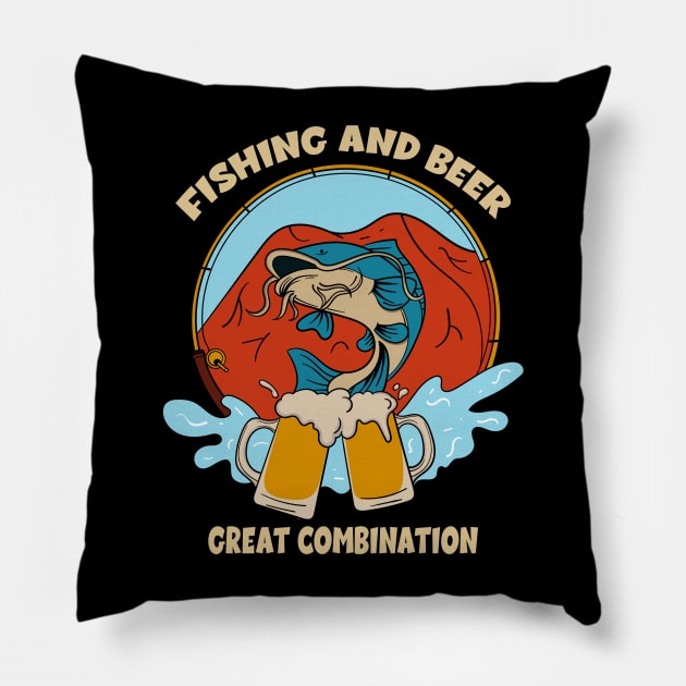 Fishing And Beer Pillow by Oiyo