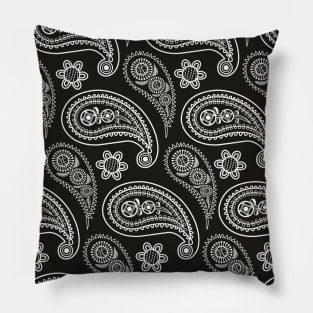 Paisley Neck Gator Paisleys Black and White Pillow