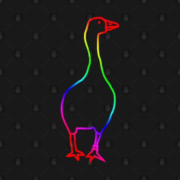 Rainbow Goose Minimal Line Drawing by ellenhenryart