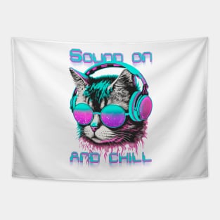 Sound on and chill cute cat Tapestry