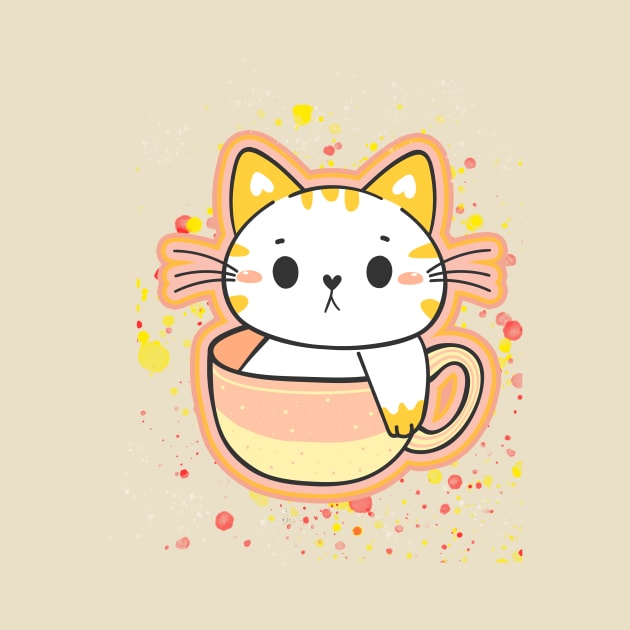 Adorable cat sitting in a coffee cup by CreativeXpro