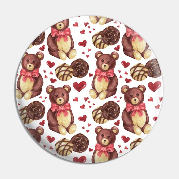 Lovely Bears and Candies Pattern Pin by paintingbetweenbooks