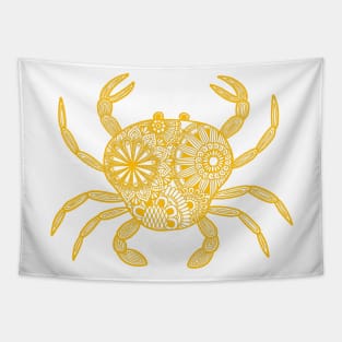 Mandala Crab (yellow and white) Tapestry