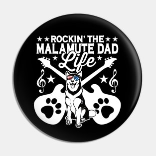 Rockin The Alaskan Malamute Dad Life Dog Lover Guitar Musician Pin